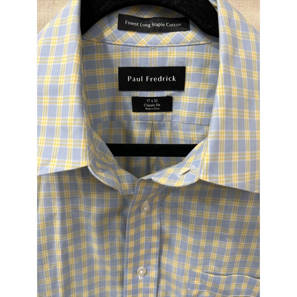 Paul Frederick 17-32 Plaid Check Long Sleeve Shirt Finest Long Staple Cotton‎